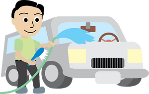 Man Washes a Car