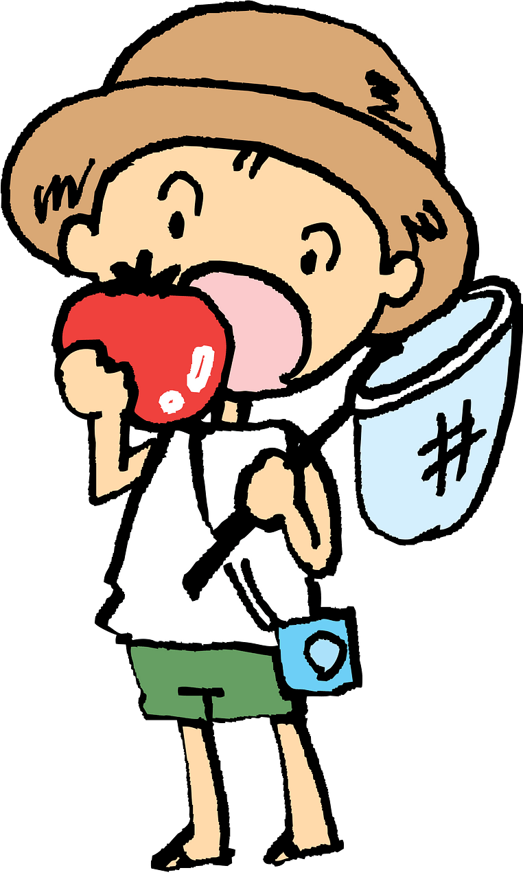 Little Boy Eats an Apple
