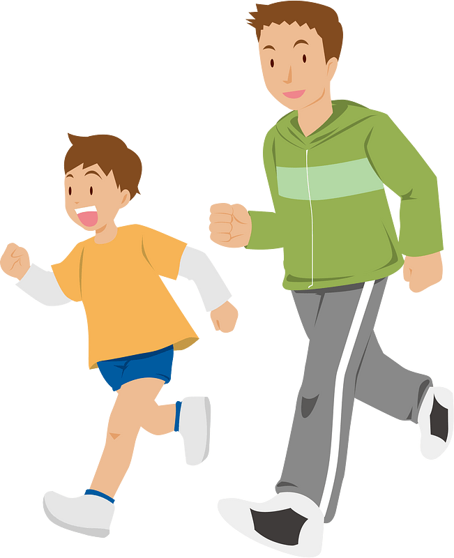 Father and Son are Jogging