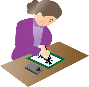 Senior Woman is Doing Calligraphy