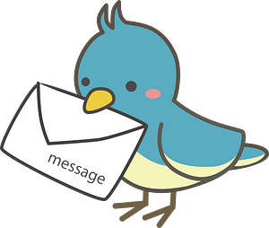 Blue Bird with a Message Envelope