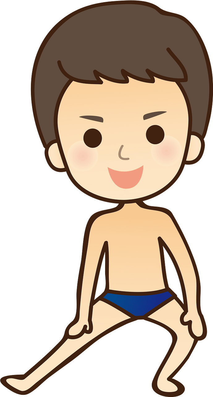 Boy in a Swimwear is Warming Up