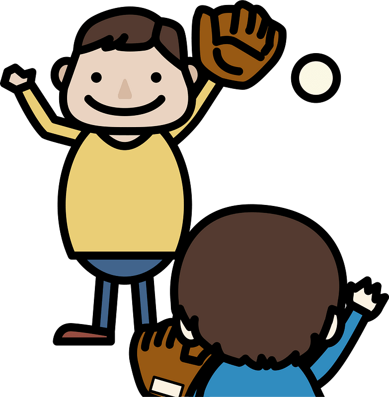 Father and Son Play Catch