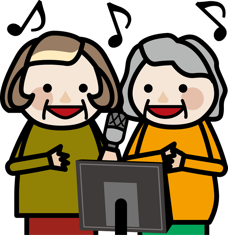 Senior Women Sing at Karaoke
