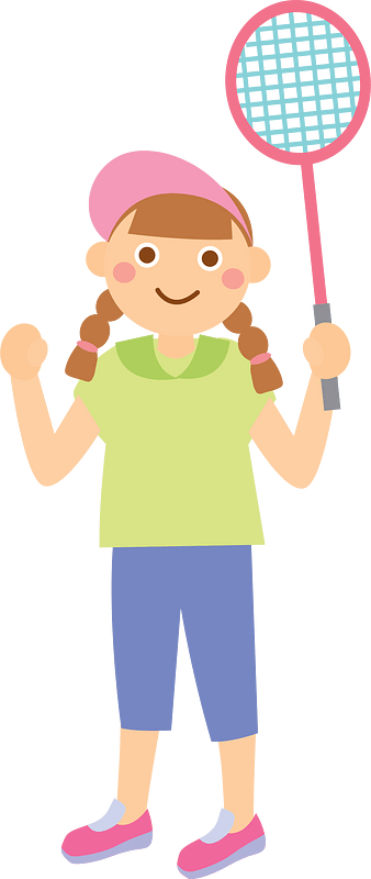 Young Girl Plays Badminton