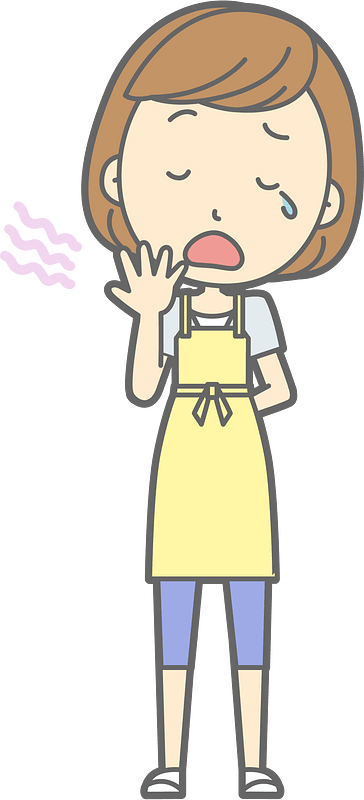 Woman in Apron is Yawning