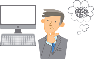 Puzzled Business Man with Pc