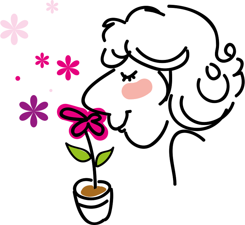 Woman is Smelling Flower