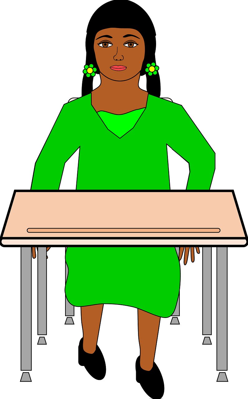 Girl sitting at the desk