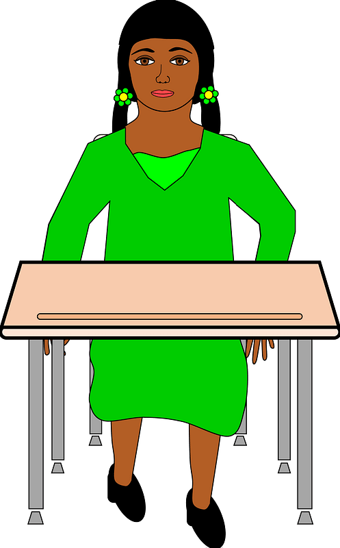 Girl sitting at the desk