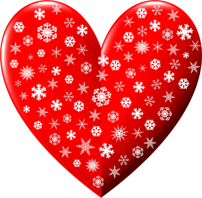 Red heart with snowflakes