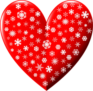 Red heart with snowflakes