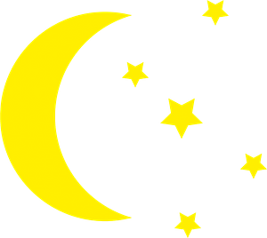 Cartoon crescent and stars