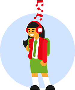 Girl Listening to Music