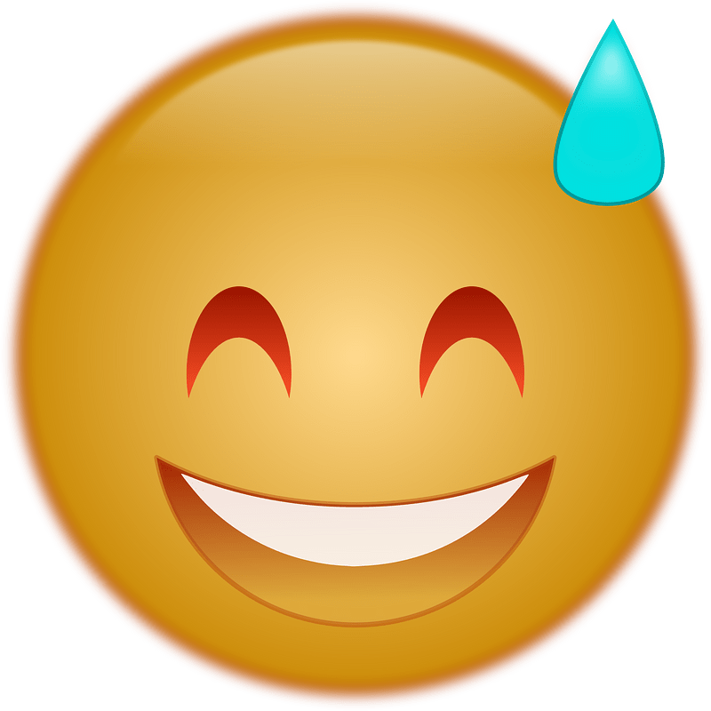 Grinning Face with Sweat emoji