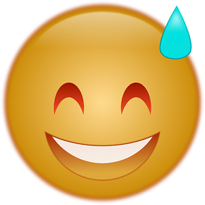 Grinning Face with Sweat emoji