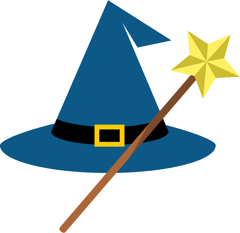 wizard hat and wand