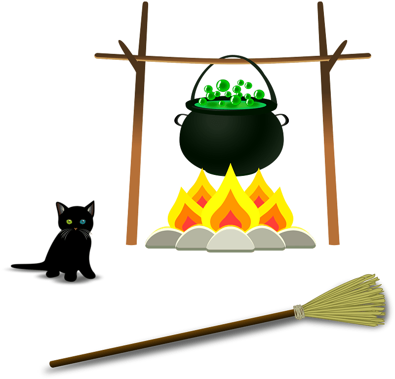 Black Cat and Cauldron