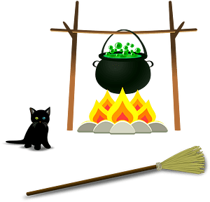 Black Cat and Cauldron