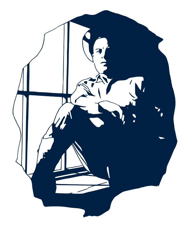 Man Outlined in a Window