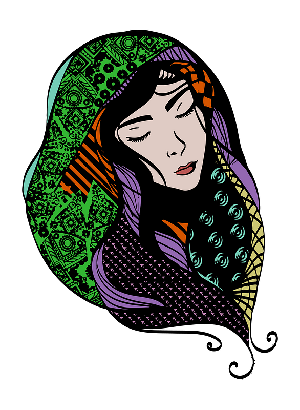 Woman Head Scarf - Colour Remix