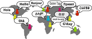 World Map with Greetings