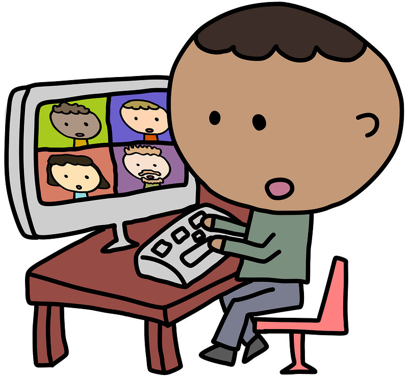 Teleconference Man in a Meeting