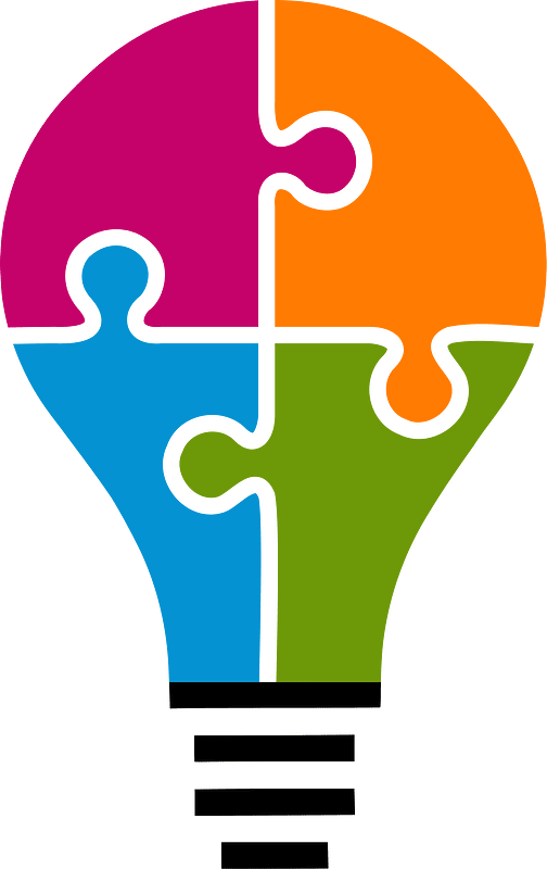 Lightbulb and jigsaw puzzle without border