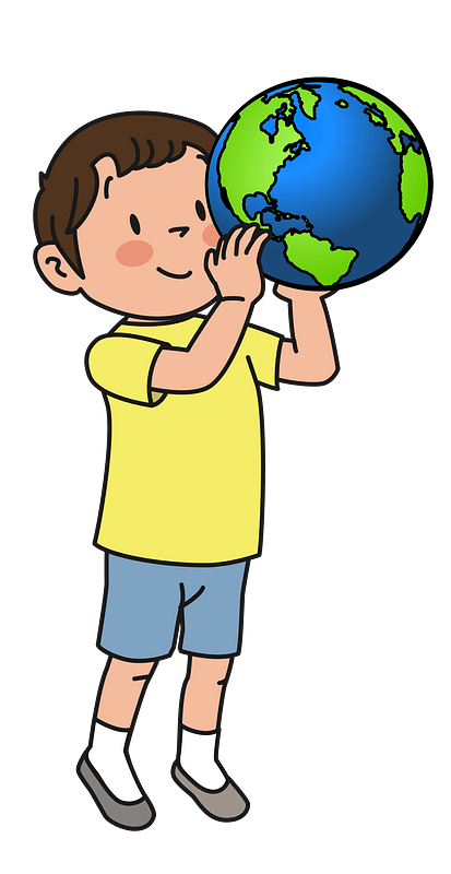 Young Boy Holds the Earth