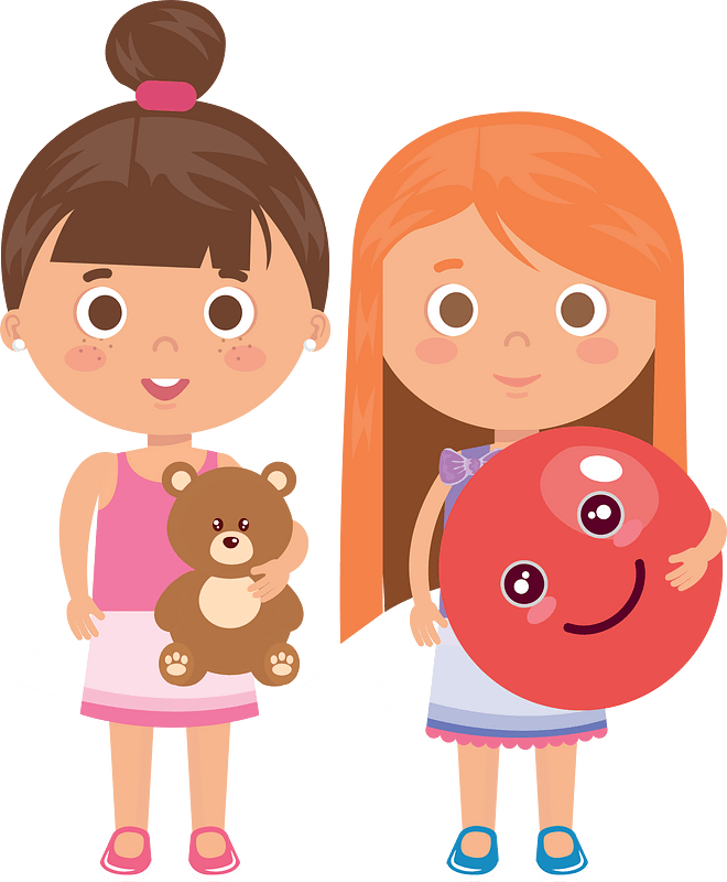 Two Little Girls With Toys