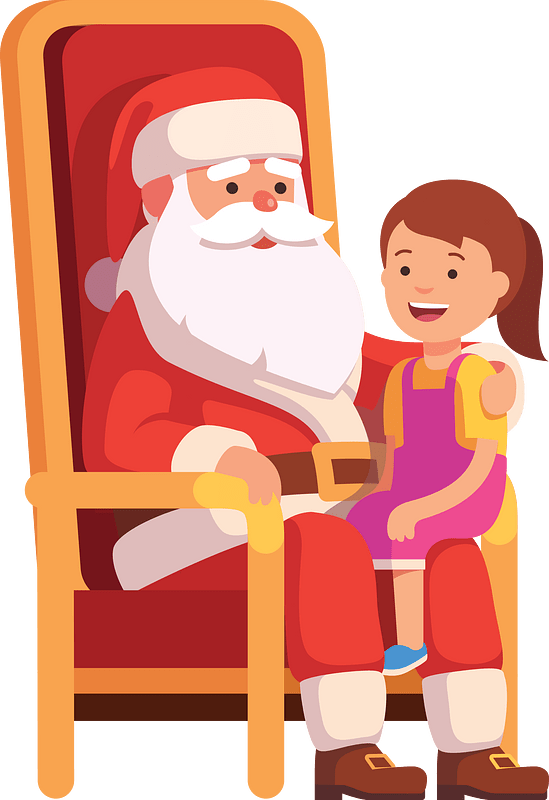 Little Girl Sitting On Santa's Lap