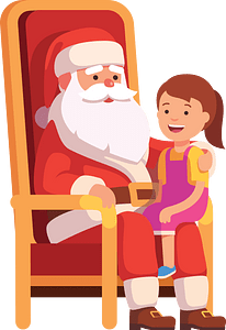 Little Girl Sitting On Santa's Lap