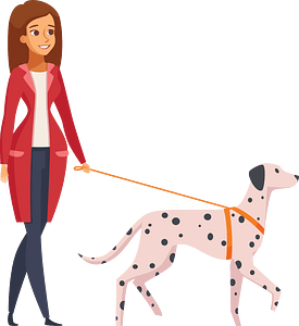 Woman Walking Dalmatian Dog
