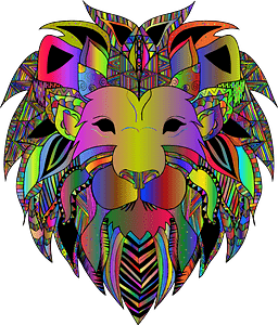 Decorative Lion Head Line Art By Alexas_Fotos Polyprismatic