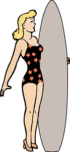 Comic Lady with a Surfboard