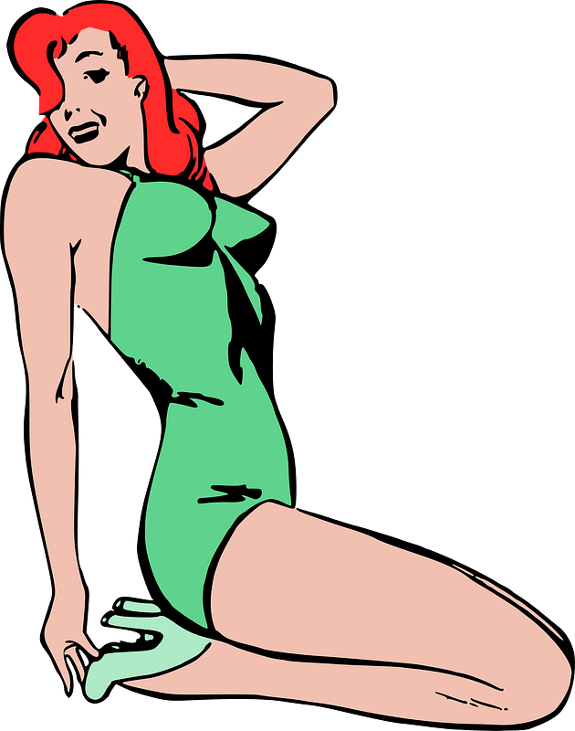 Retro sitting redhead model