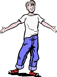 Trendy teen in baggy jeans