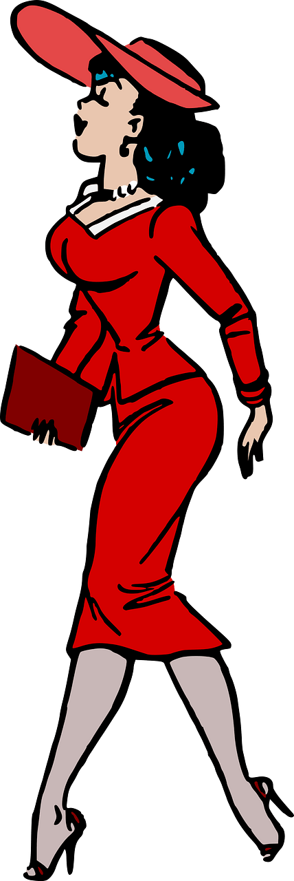 Elegant retro lady walking