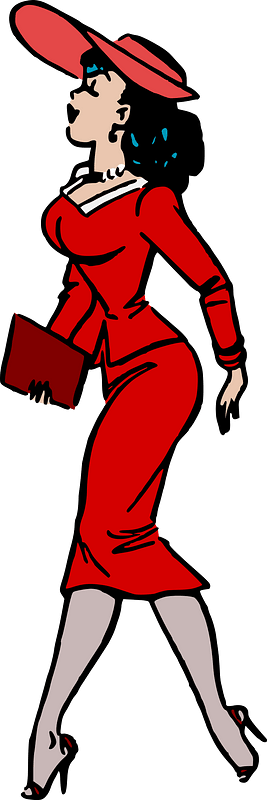 Elegant retro lady walking