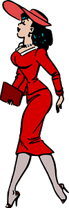 Elegant retro lady walking