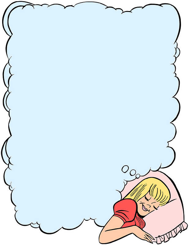 Young girl sleeping on a pillow, dreaming