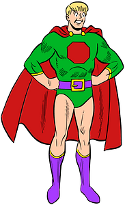young man dressed as a superhero