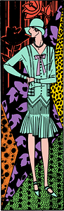 Retro Lady with Random Patterns - Colour Remix