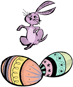 Retro Easter Bunny and Eggs