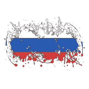 Russian National Flag Splatter Outline Mix