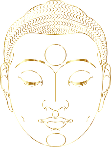 Buddha Face Line Art With Hair Gold No Silhouette