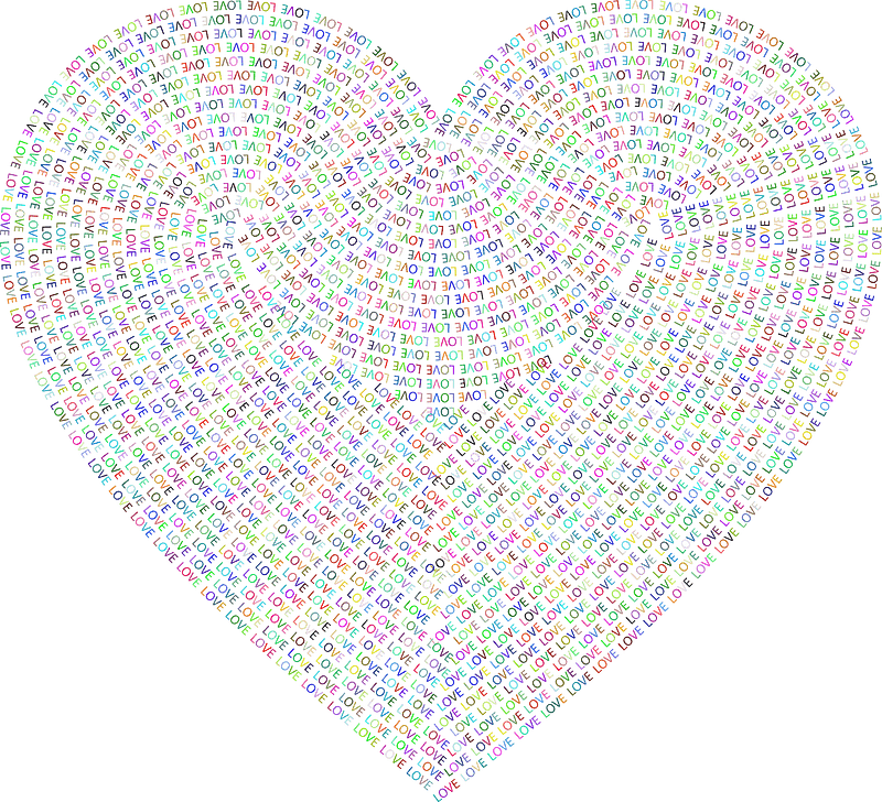 Love Typography Heart Colorful