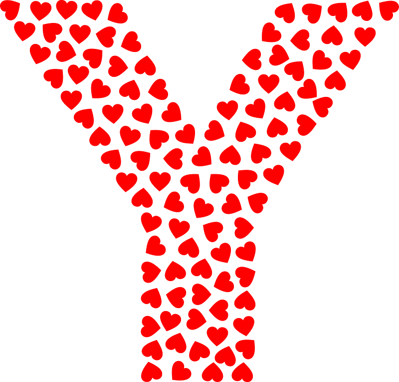 Valentine Hearts Alphabet Font Y
