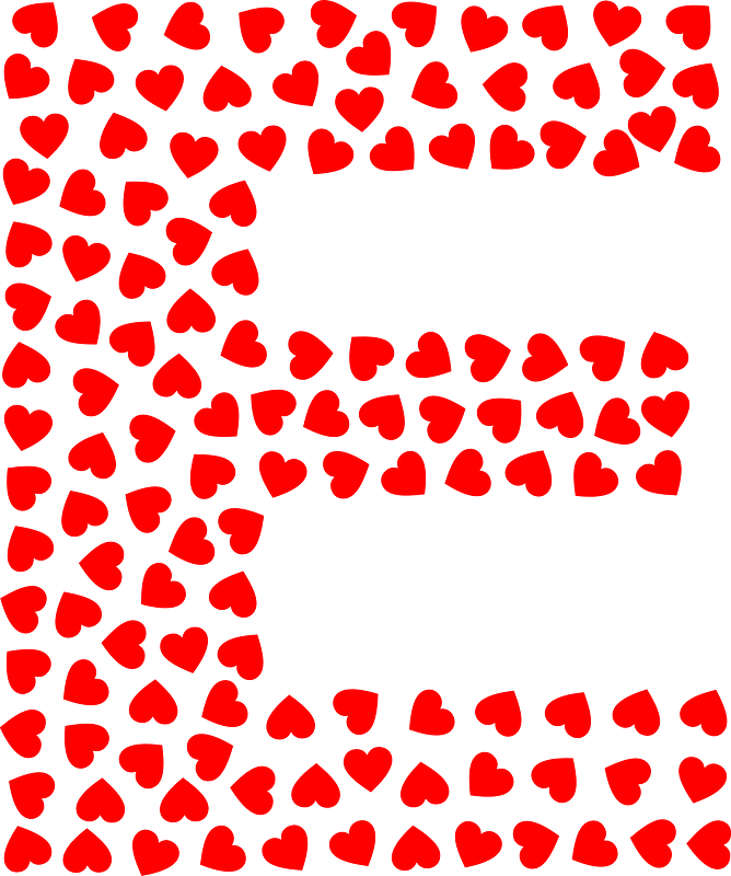 Valentine Hearts Alphabet Font E