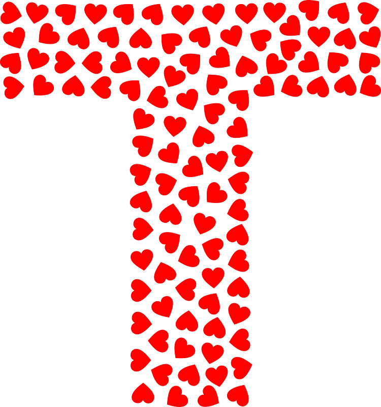 Valentine Hearts Alphabet Font T